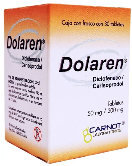 DOLAREN 50 200MG DICLOFENACO CARISOPRODOL 30 TAB FARMACIA RIVAS DEL