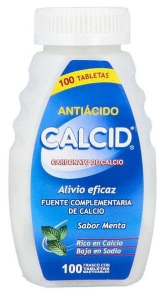 Carbonato De Calcio 500 mg Antiácido Sabor Menta