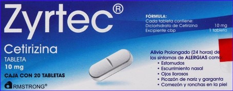 ZYRTEC CETRIRIZINA 10MG 20 TABLETAS | FARMACIA RIVAS DEL CENTRO